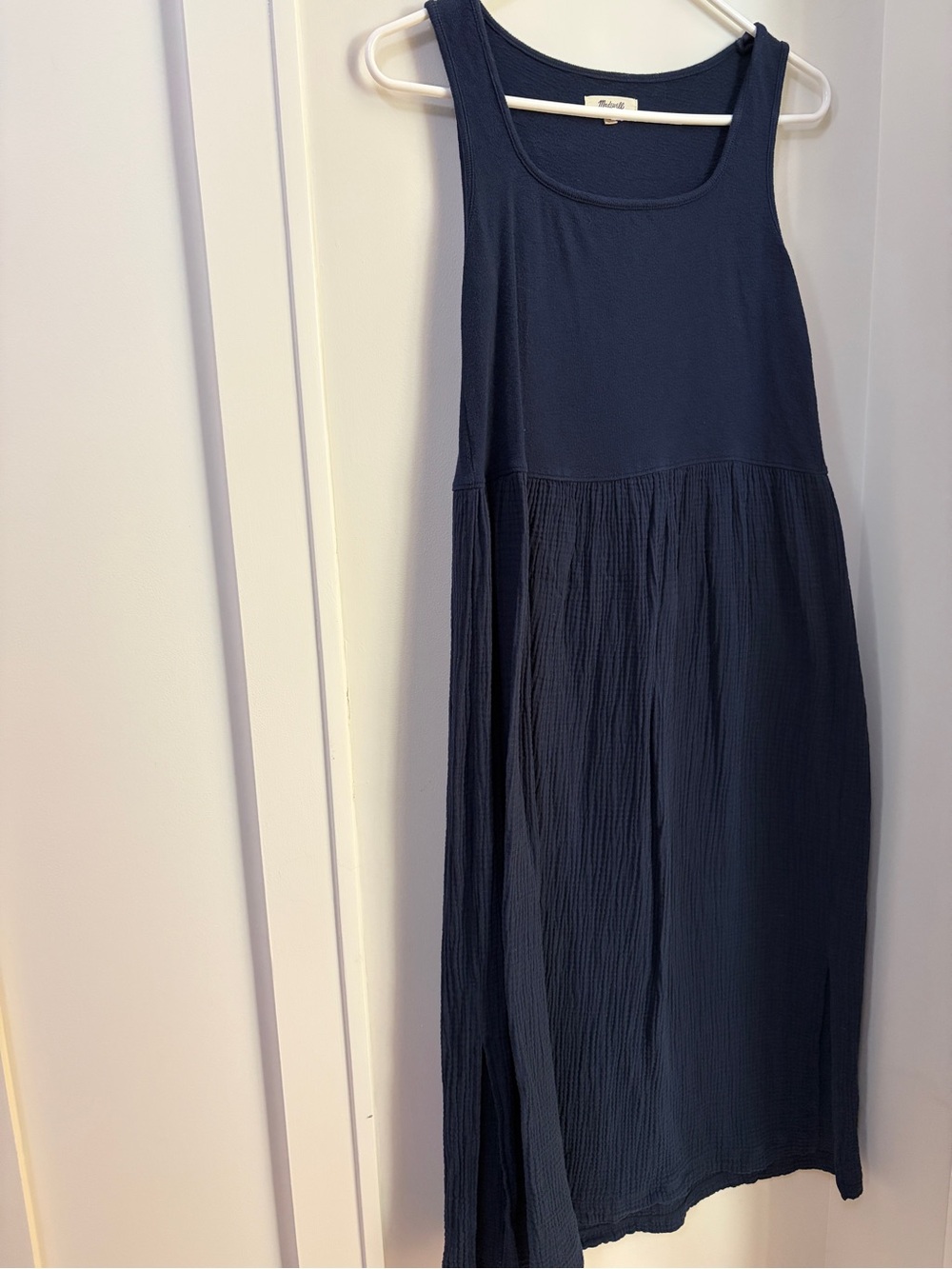 Madewell Navy Textured Sleeveless Maxi
